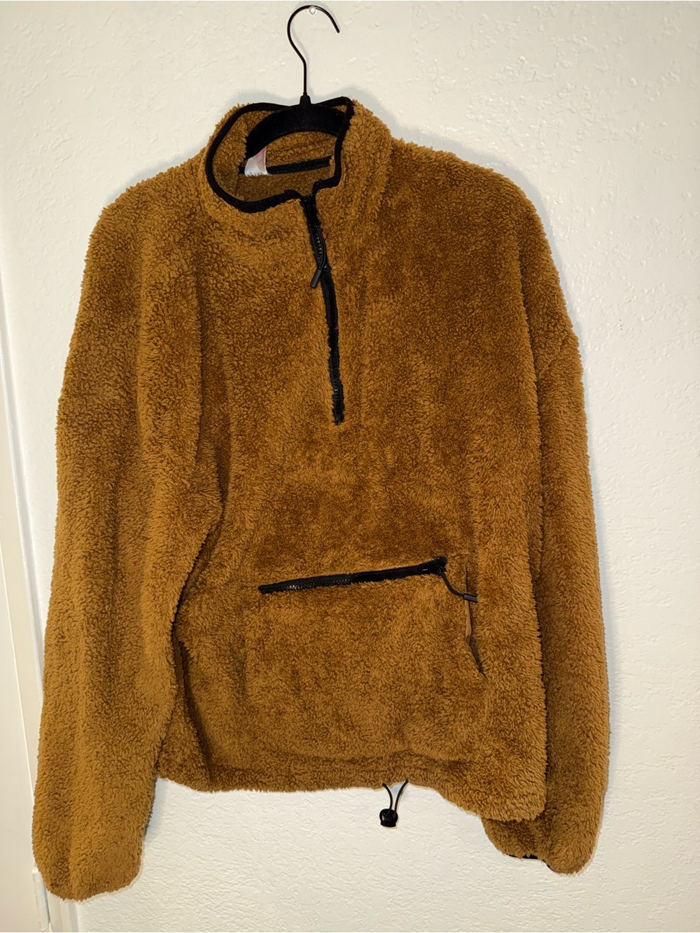 No Boundaries Men's Plush Zip-Up Sweater - Brown